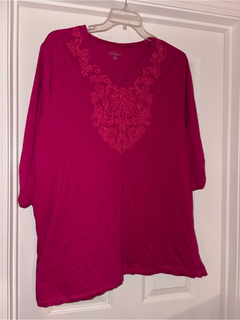 Catherines Liz & Me Fuchsia Embroidered V-Neck Tunic